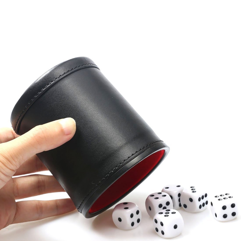 Leather Dice Cup Set with 6 Do - Board Game Yahtzee 评论和价格