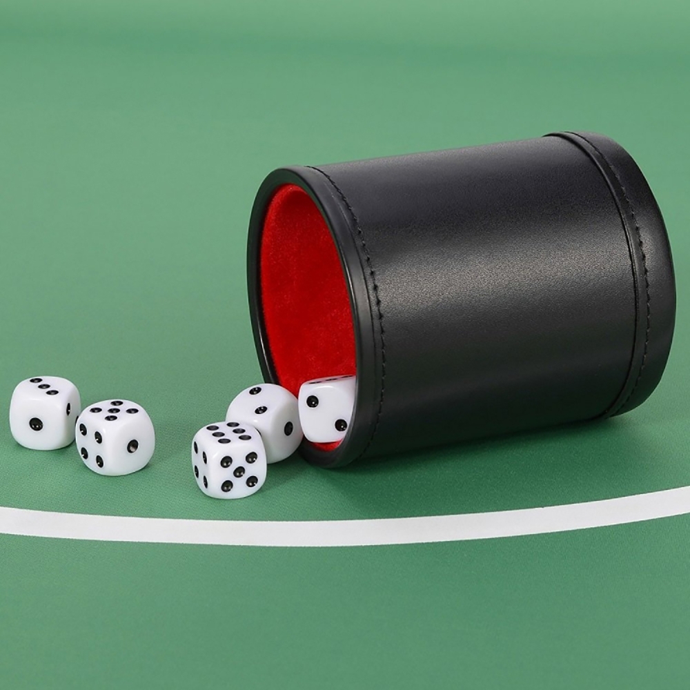 Leather Dice Cup Set with 6 Do - Board Game Yahtzee 评论和价格