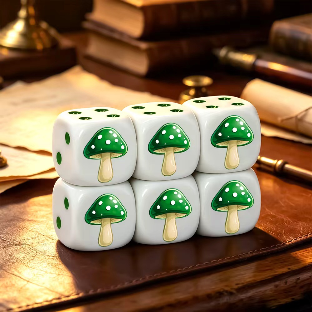 6Pcs Cute Green Mushroom D6 Di - Board Game Dnd 评论和价格