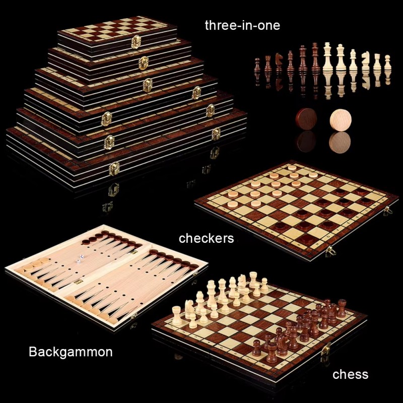 3 in 1 Wooden Chess Set Portab - Board Game Yearbook 评论和价格