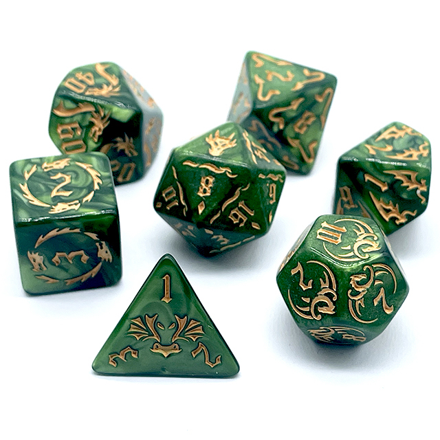 7Pcs Green Swirl Acrylic DND D - Board Game Dnd 评论和价格