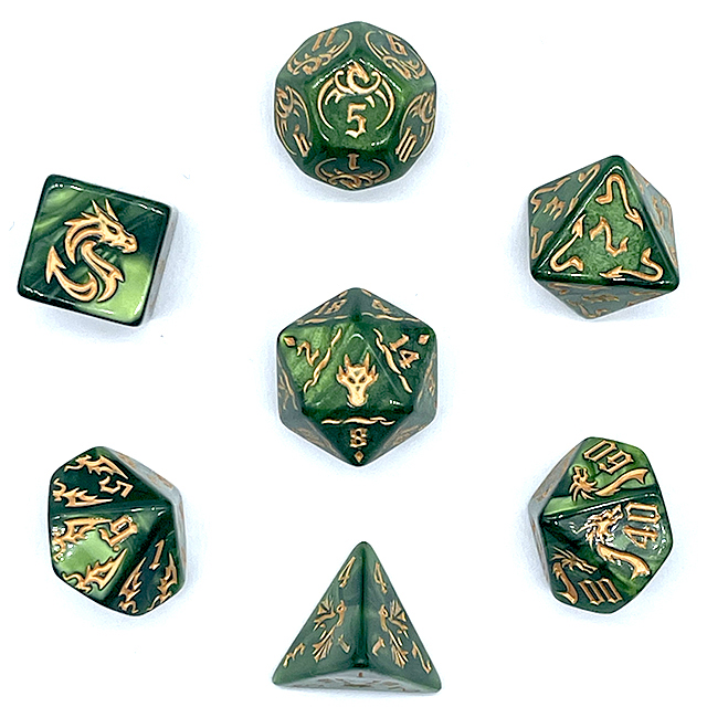 7Pcs Green Swirl Acrylic DND D - Board Game Dnd 评论和价格