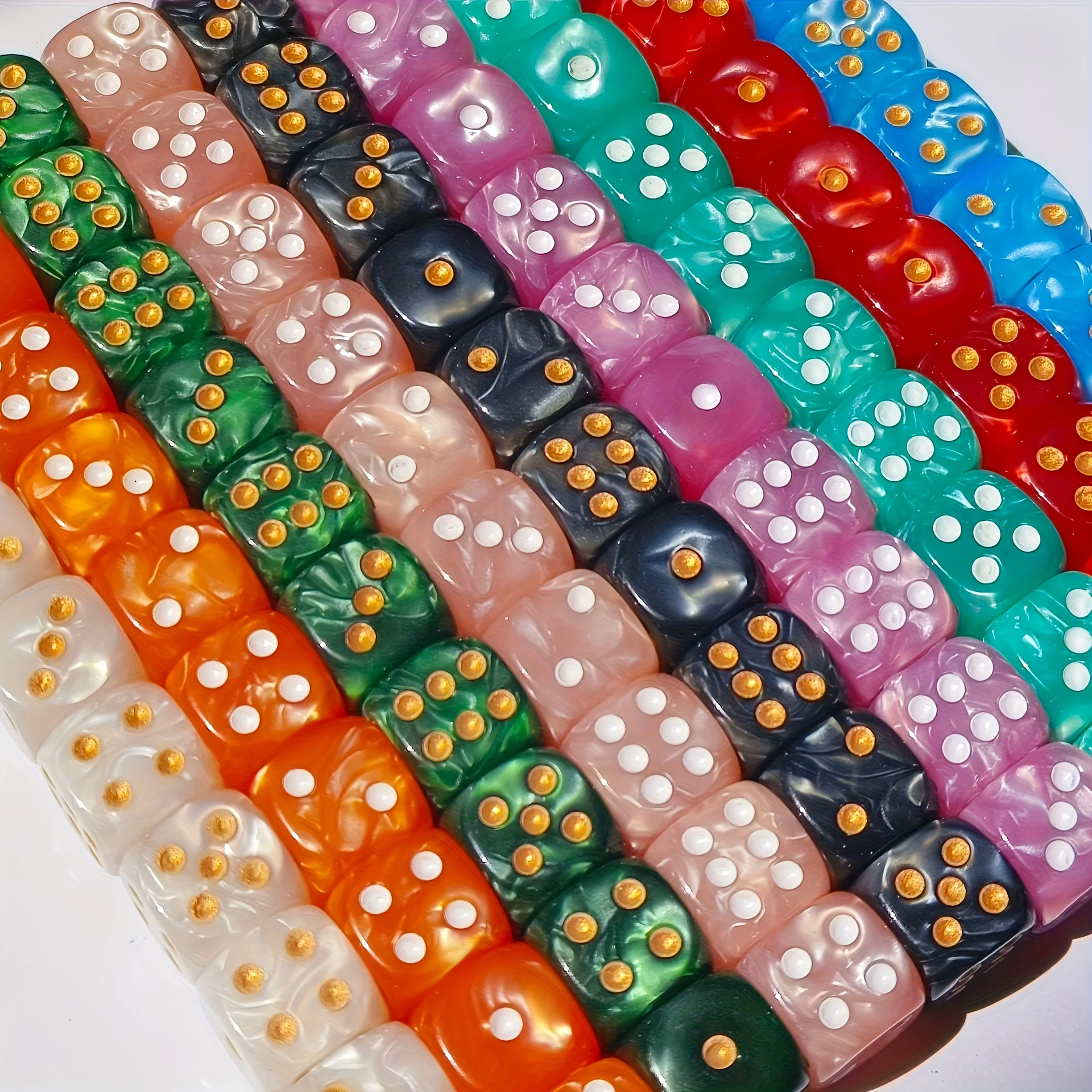 10Pcs 12mm Pearl Swirl D6 Dice - Board Game Dnd 评论和价格