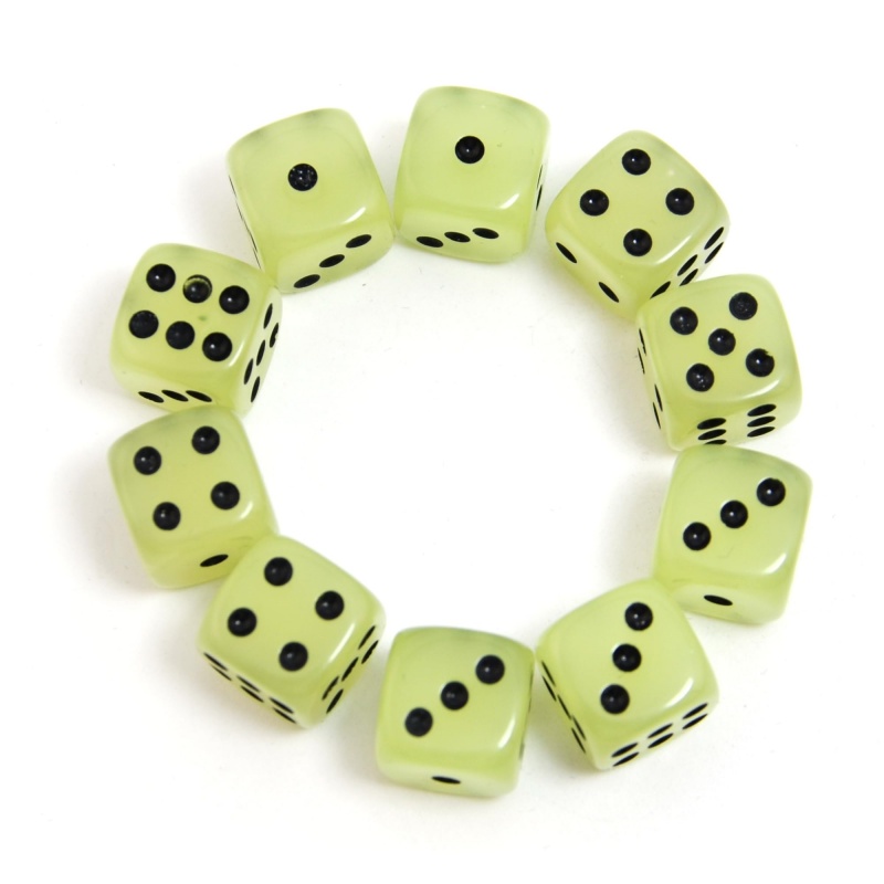 10-Pack  D6 6 Faces Dice Glow  - Board Game Yahtzee 评论和价格