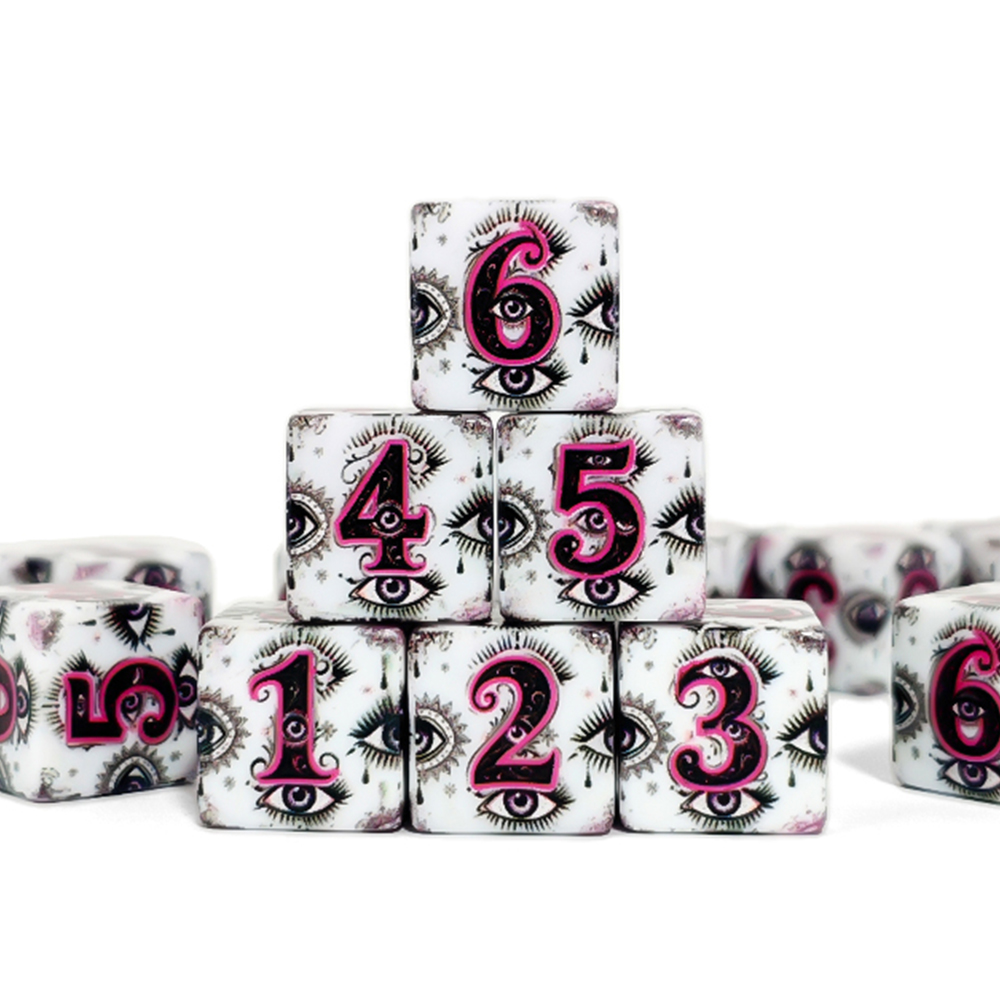 12Pcs 16MM D6 Acrylic Printed  - Board Game Dnd 评论和价格