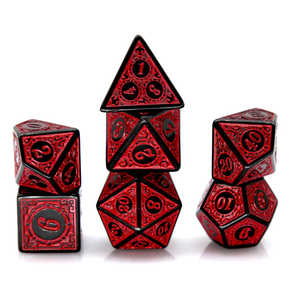 7Pcs Black Red Acrylic Polyhed - Board Game Dnd 评论和价格