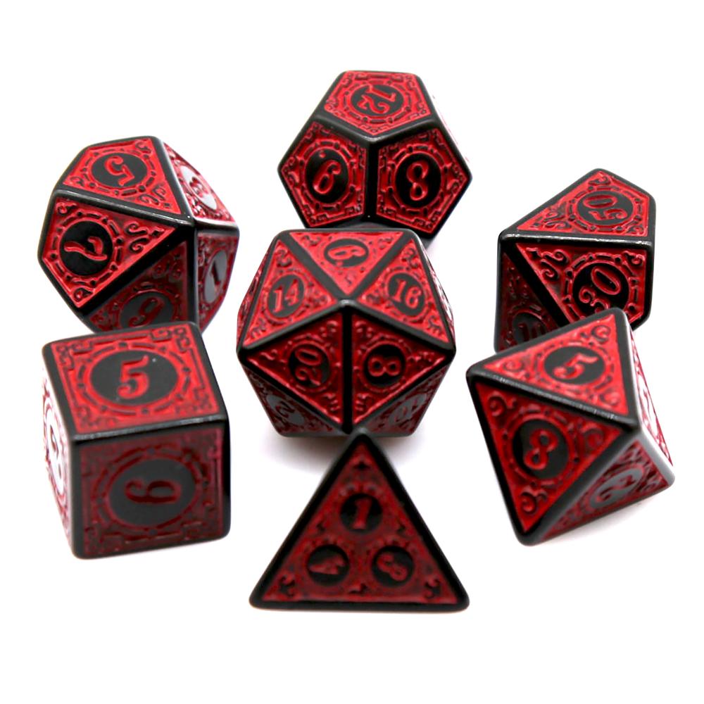 7Pcs Black Red Acrylic Polyhed - Board Game Dnd 评论和价格