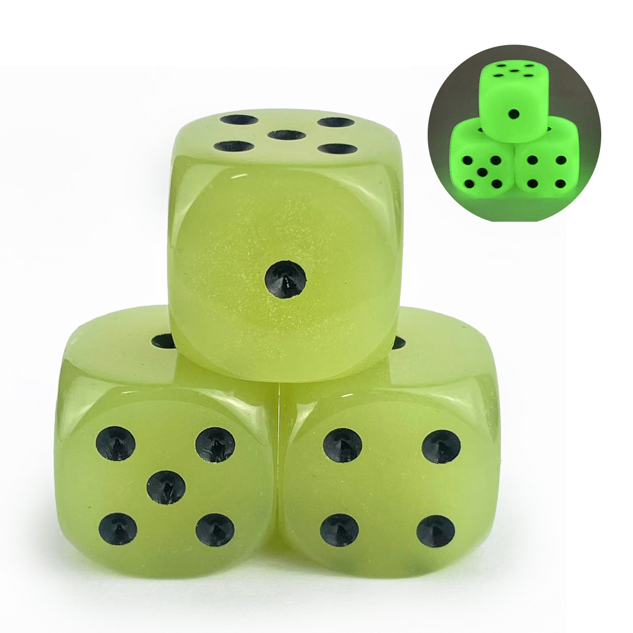 3-Pack 30mm D6  Glow in The Da - Board Game Yahtzee 评论和价格