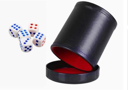 Leather Dice Cup with Lid Gree - Board Game Yahtzee 评论和价格