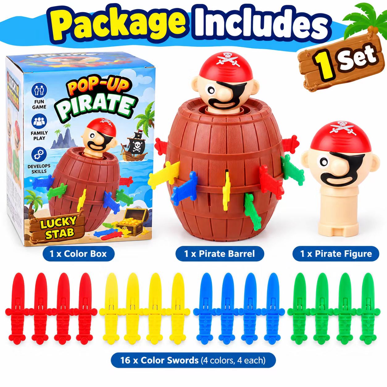 Mini Pirate Barrel Surprise Ga - Board Game Pirates 评论和价格