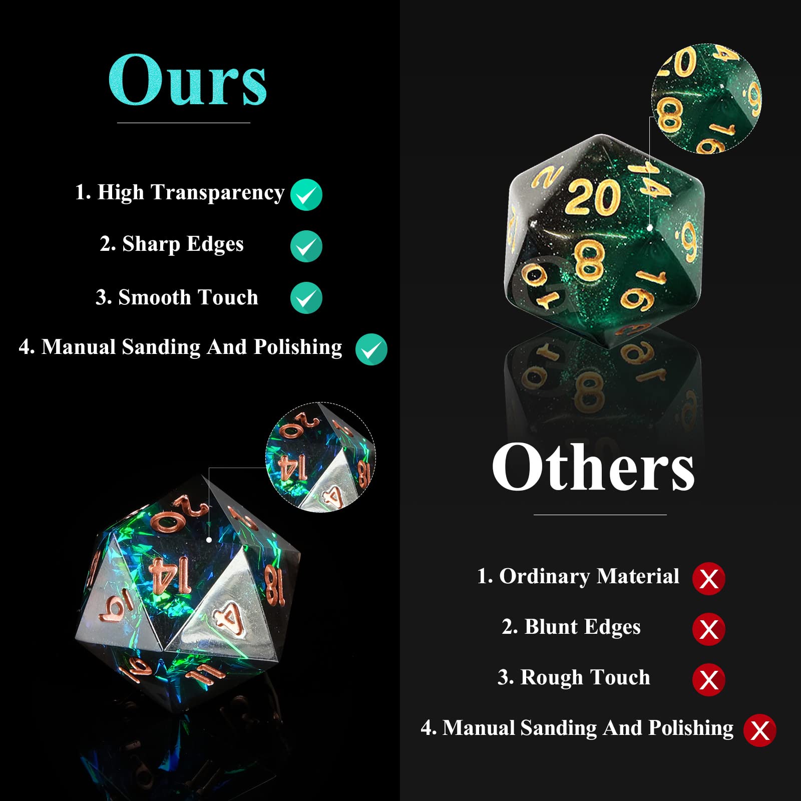 Resin Sharp Edge DND Dice Set  - Board Game Dungeons And Dragons 评论和价格