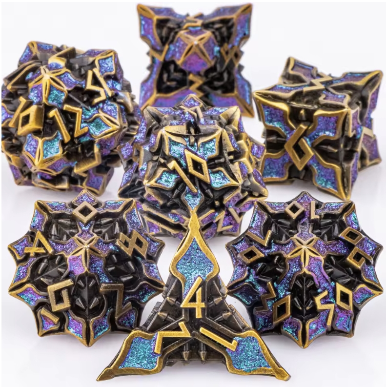 7pcs DND Metal Dice Set MTR Po - Board Game Dungeons And Dragons 评论和价格