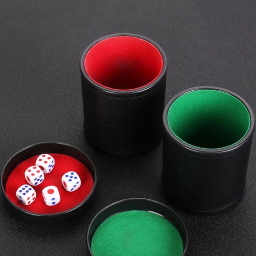 Leather Dice Cup with Lid Gree - Board Game Yahtzee 评论和价格